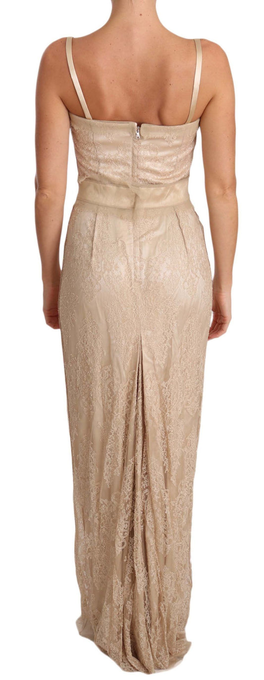 Dolce & Gabbana Elegant Beige Sheath Floor-Length Dress