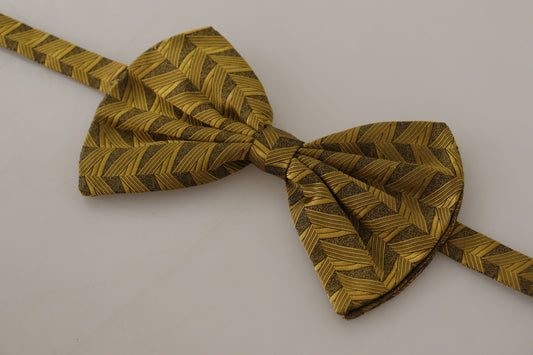 Dolce & Gabbana Elegant Gold Silk Bow Tie