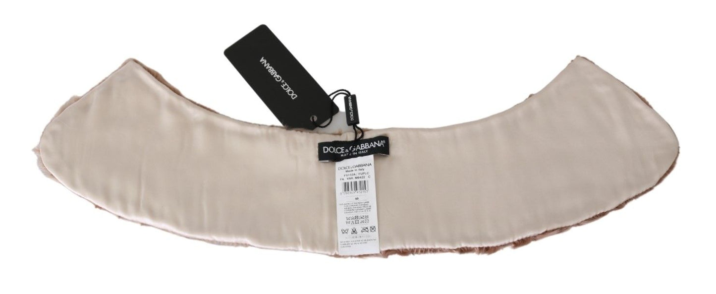 Dolce & Gabbana Beige Fur Shoulder Collar Wrap Lambskin Scarf