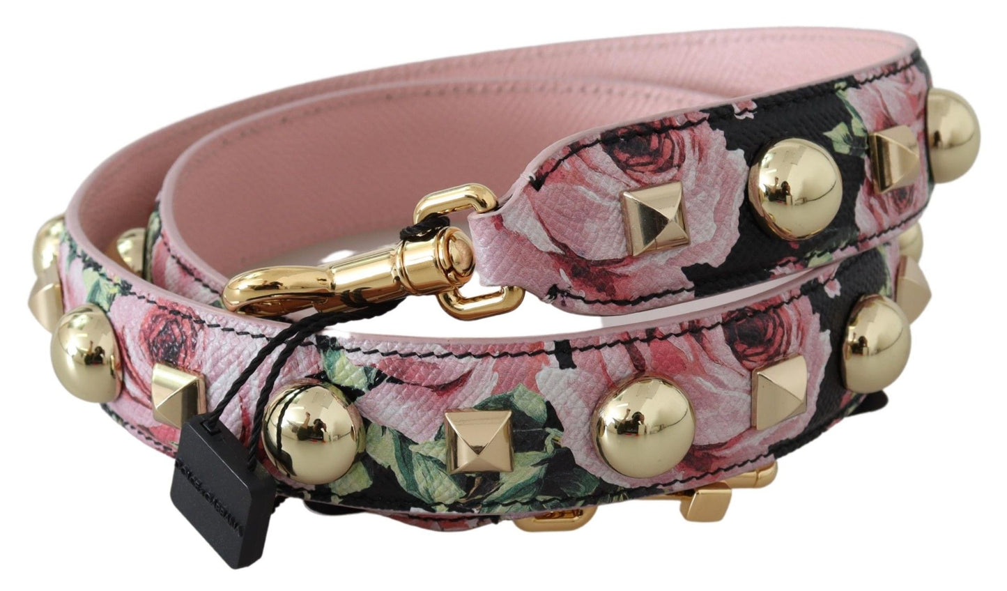 Dolce & Gabbana Pink Floral Gold Studs Bag Accessory Shoulder Strap