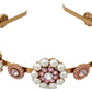 Dolce & Gabbana Gold Tiara Crystal Floral Pearl Headband Logo Diadem