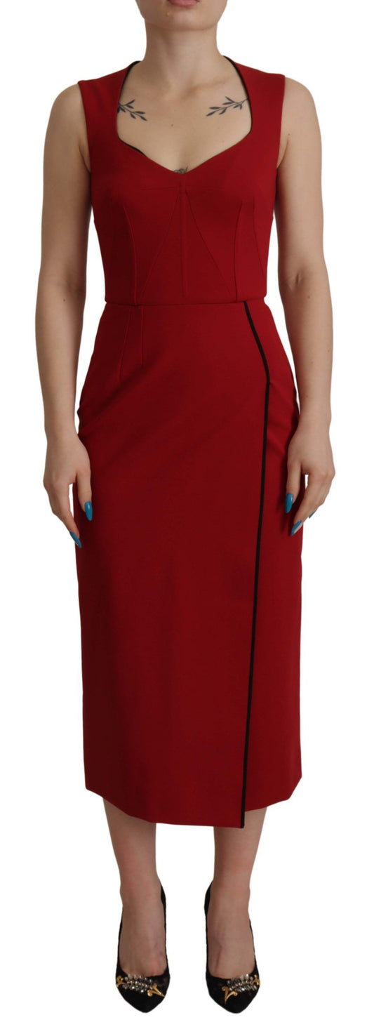 Dolce & Gabbana Elegant Red Bodycon Midi Dress