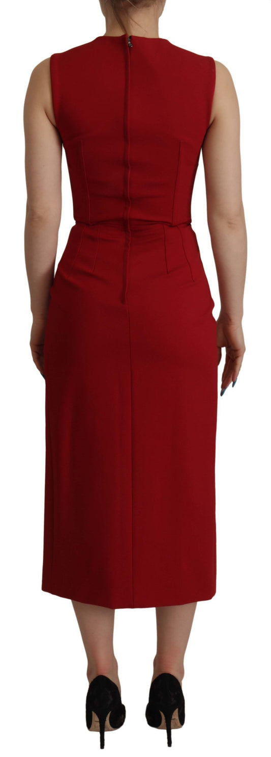 Dolce & Gabbana Elegant Red Bodycon Midi Dress