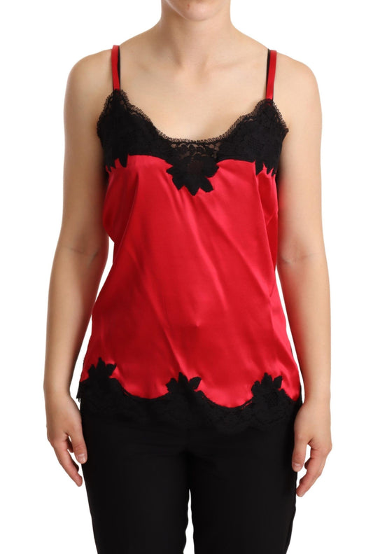 Dolce & Gabbana Enchanting Red Silk Blend Lace Camisole
