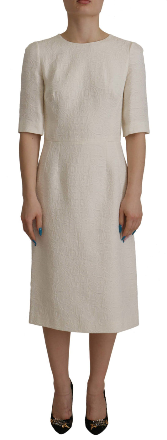 Dolce & Gabbana Exquisite Jacquard Midi Dress in White