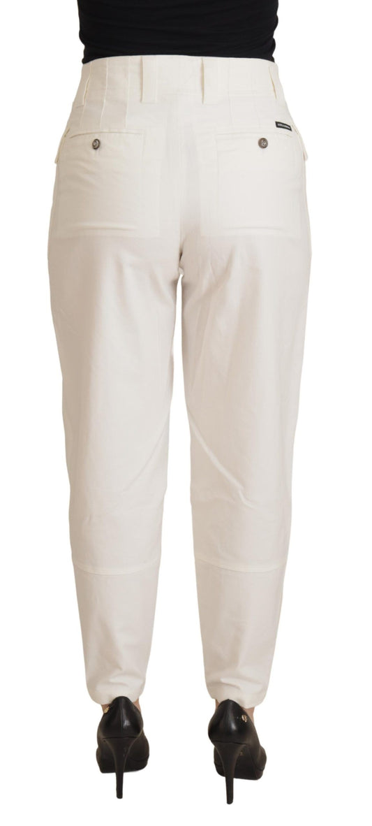 Dolce & Gabbana Elegant White High-Waist Tapered Trousers