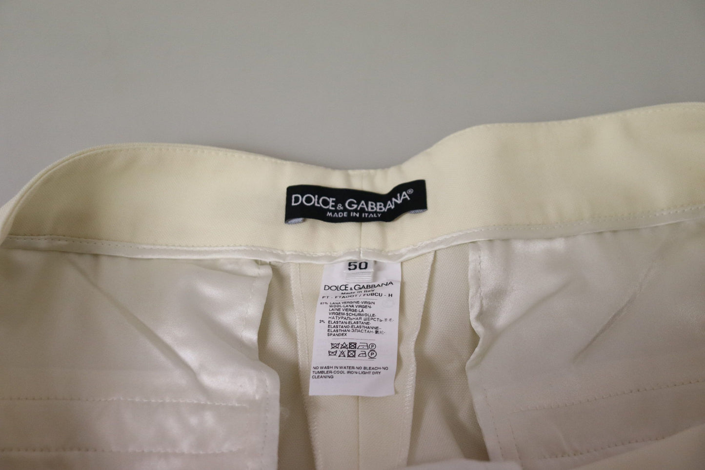 Dolce & Gabbana Elegant Ivory High-Waist Wool Pants