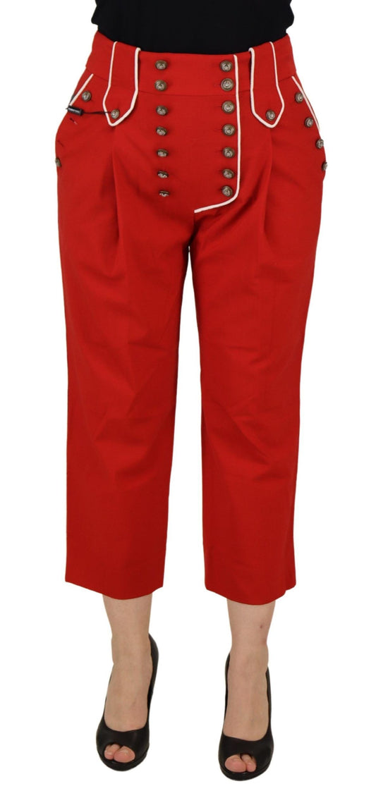 Dolce & Gabbana Elegant Red High-Waist Cropped Pants
