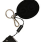 Dolce & Gabbana Chic Black Rubber & Brass Logo Keychain