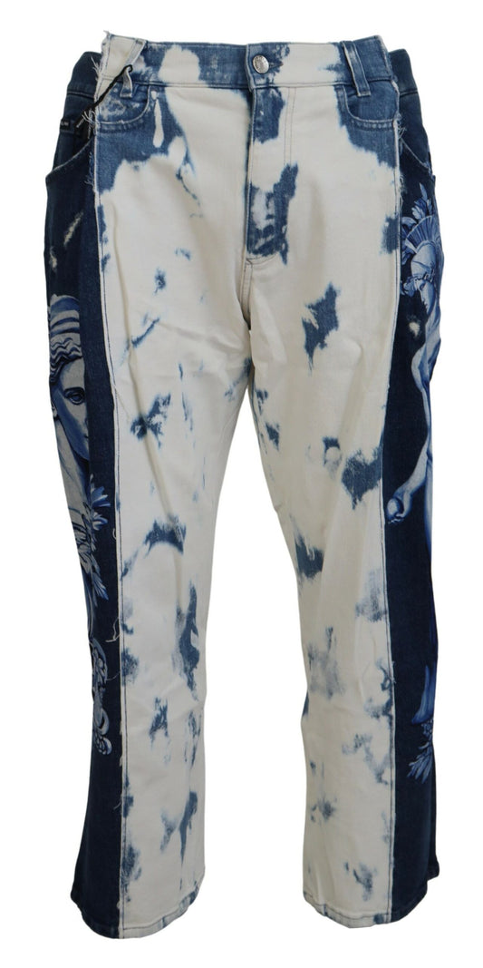 Dolce & Gabbana Elegant Loose Fit Denim Pants with Unique Print