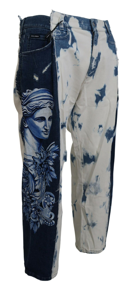 Dolce & Gabbana Elegant Loose Fit Denim Pants with Unique Print