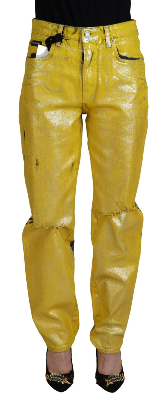 Dolce & Gabbana Chic High Waist Straight Jeans in Vibrant Yellow