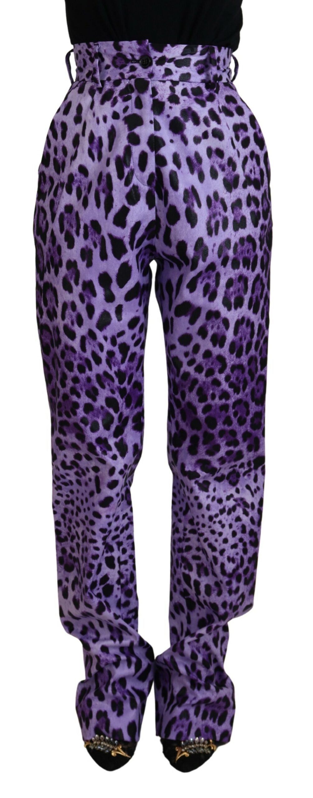 Dolce & Gabbana Elegant High Waist Straight Purple Pants