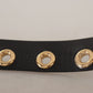 Dolce & Gabbana Chic Black Leather Belt with Engraved Buckle