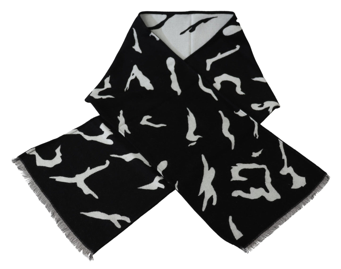 Givenchy Black White Wool Unisex Winter Warm Scarf Wrap Shawl
