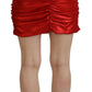 Dolce & Gabbana Metallic Red High Waist Mini Skirt