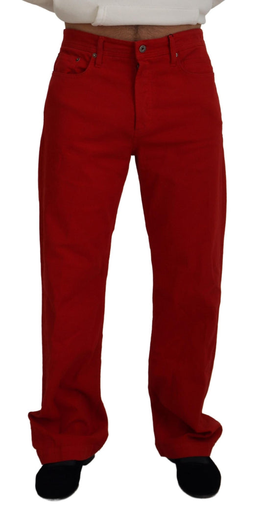 Dolce & Gabbana Chic Red Cotton Denim Pants