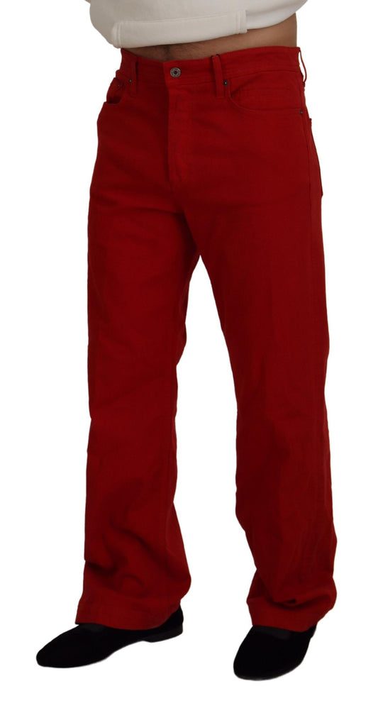 Dolce & Gabbana Chic Red Cotton Denim Pants