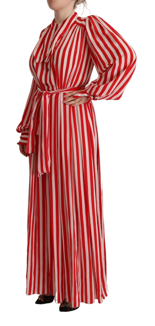 Dolce & Gabbana Elegant Striped Silk Maxi Dress
