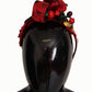 Dolce & Gabbana Cherry Silk Crystal Bow Logo Diadem Tiara Headband