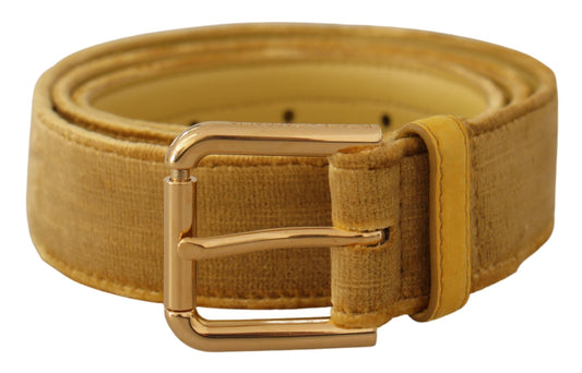 Dolce & Gabbana Elegant Velvet Designer Gold-Buckled Belt