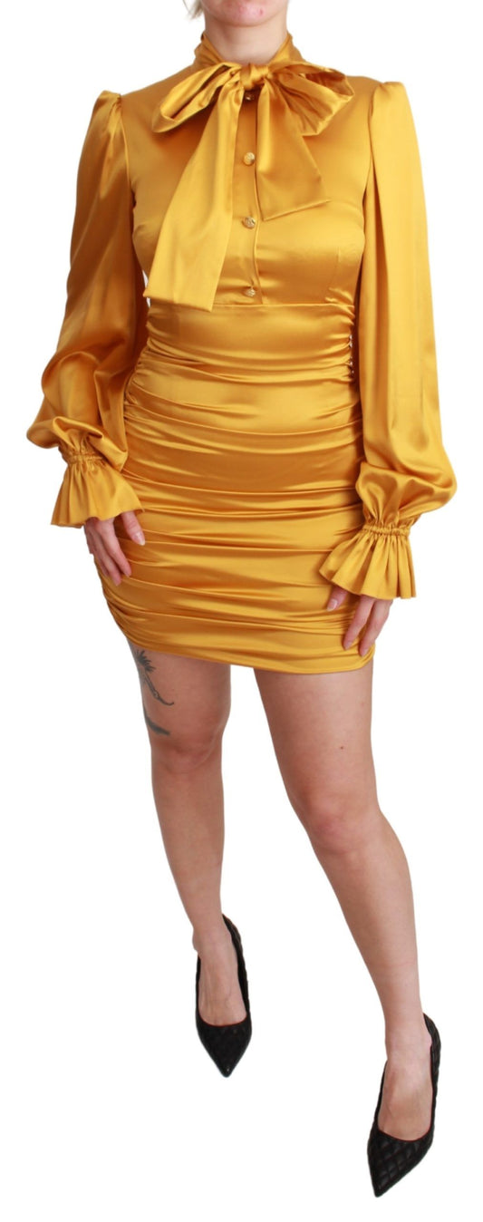 Dolce & Gabbana Radiant Yellow Silk Bodycon Mini Dress