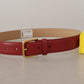 Dolce & Gabbana Elegant Red Leather Engraved Buckle Belt