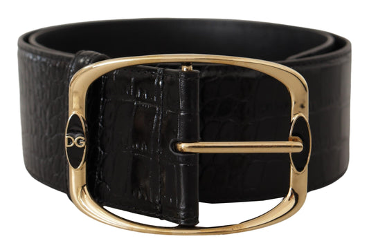 Dolce & Gabbana Elegant Black Leather Logo Belt