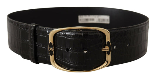 Dolce & Gabbana Elegant Black Leather Logo Belt