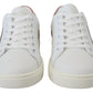 Dolce & Gabbana Chic White Pink Leather Low-Top Sneakers