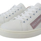 Dolce & Gabbana Chic White Pink Leather Low-Top Sneakers