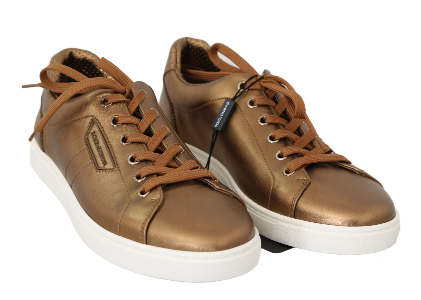 Dolce & Gabbana Golden Metallic Leather Sneakers