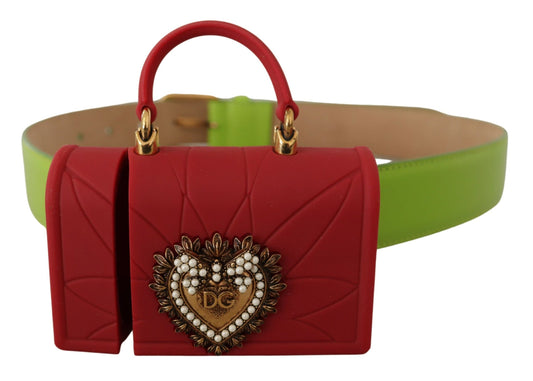 Dolce & Gabbana Elegant Leather Belt with Mini Bag Accessory