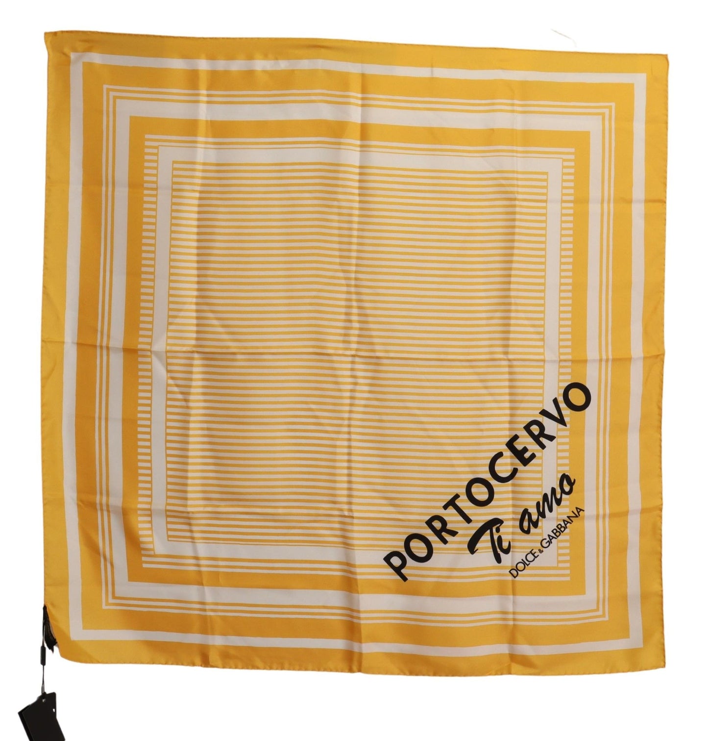 Dolce & Gabbana Yellow Striped Silk Square Foulard Scarf