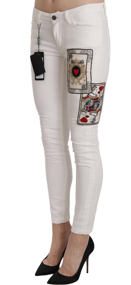 Dolce & Gabbana Queen Of Hearts Embellished Skinny Pants