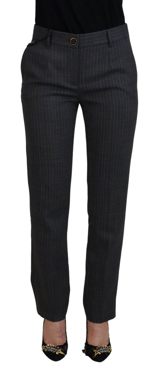 Dolce & Gabbana Elegant Gray Striped Tapered Pants