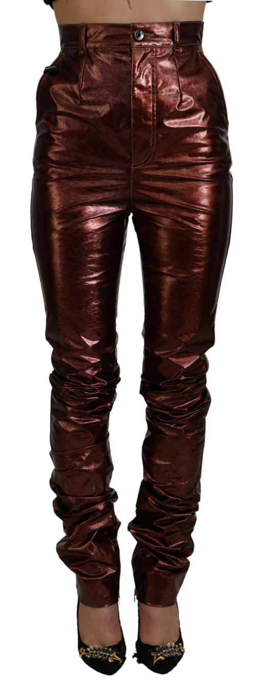 Dolce & Gabbana High Waist Skinny Jeans in Metallic Bronze