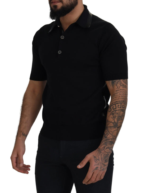 Dolce & Gabbana Elegant Black Silk Blend Polo T-Shirt