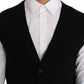Dolce & Gabbana Black Cotton Dress Woven Waistcoat