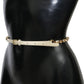Dolce & Gabbana Champagne Crystal Embellished Leather Belt