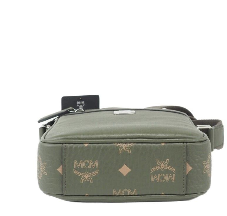 MCM Klassik Mini Sea Turtle Visetos Mixed Leather Multifunction Crossbody Bag Green