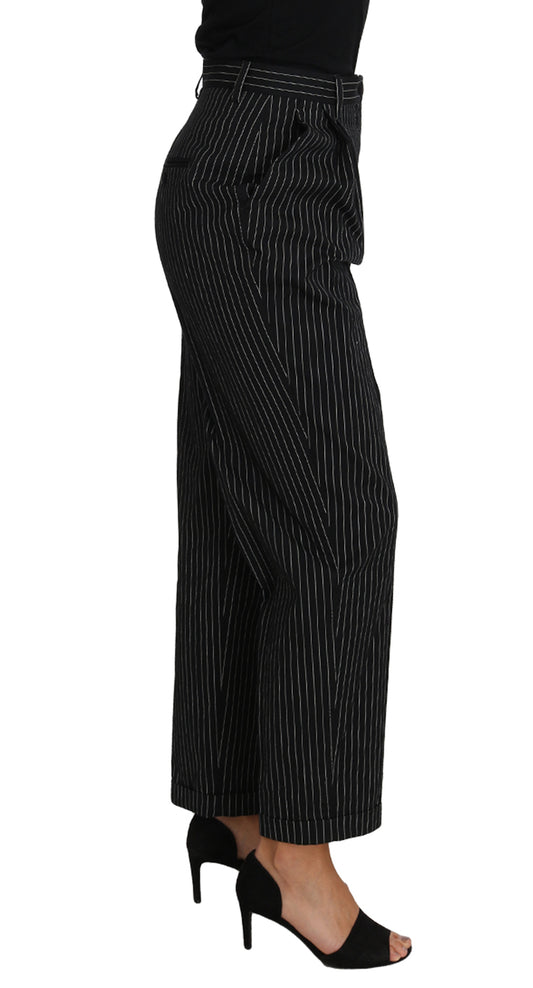 Dolce & Gabbana Elegant Black Pinstripe Dress Pants