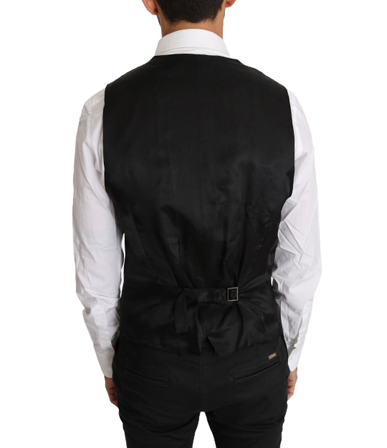 Dolce & Gabbana Gray Solid 100% Wool Waistcoat Vest