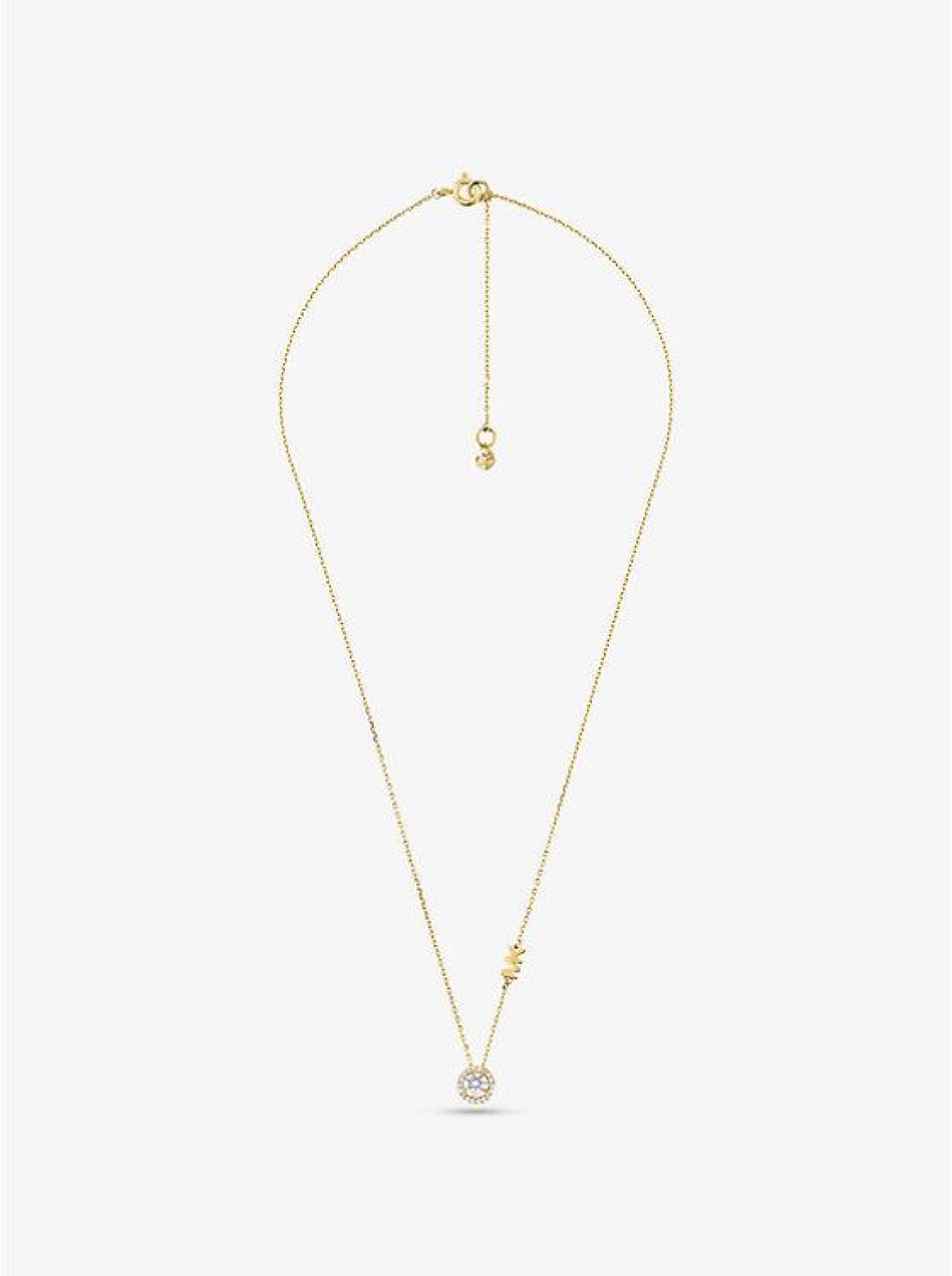 Precious Metal-Plated Sterling Silver Pavé Halo Necklace