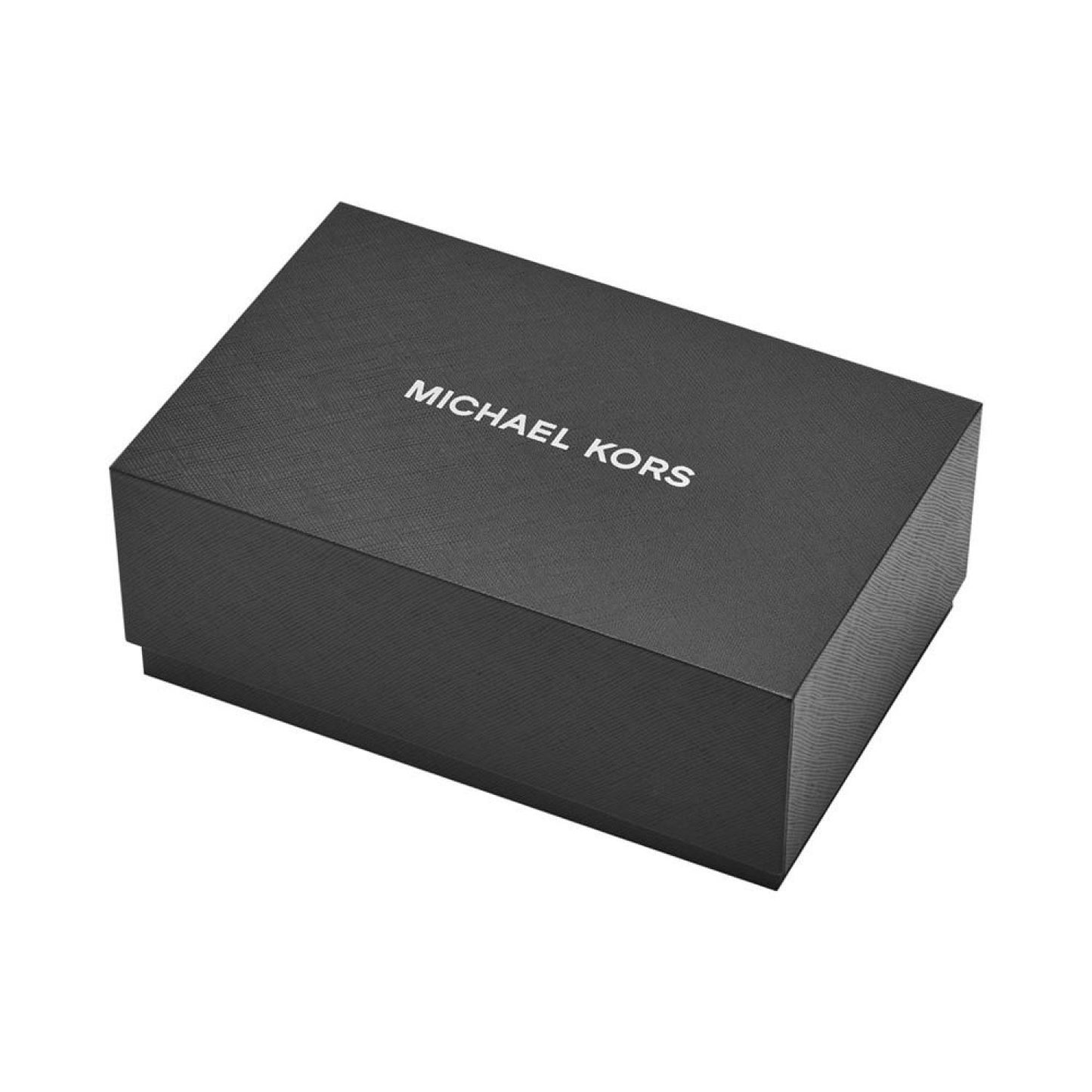 Men's Slim Runway Three-Hand Silver-Tone Stainless Steel Bracelet Watch 44mm and Luggage Saffiano Leather Wallet Set