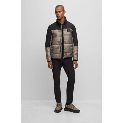 Regular-fit water-repellent padded jacket in mixed materials