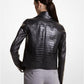 Bella Crocodile Embossed Leather Zip-Up Jacket