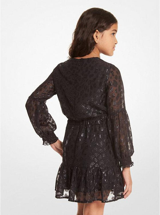 Leopard Fil Coupé Flounce Dress