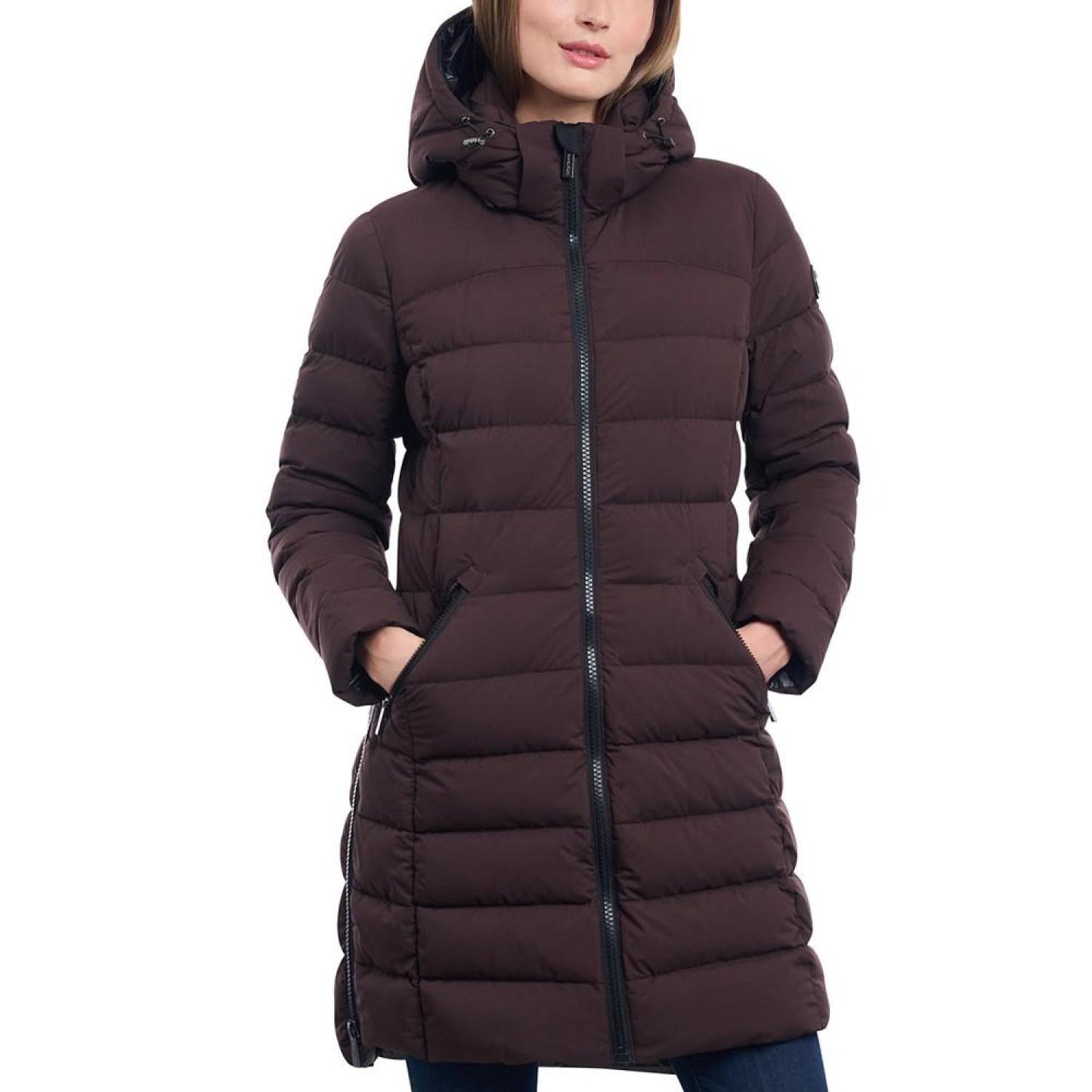 Women's Hooded Faux-Leather-Trim Puffer Coat, Created for Macy's