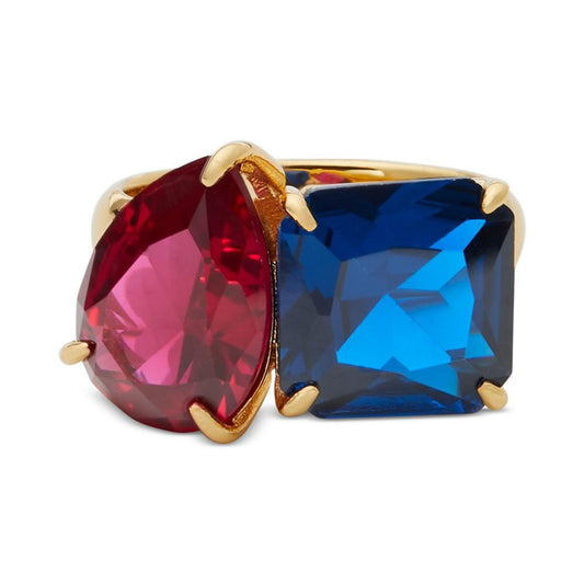 Gold-Tone Double Color Crystal Ring